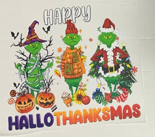 Grinch Fall Sweater Hallothanksmas DTF Heat Transfer
