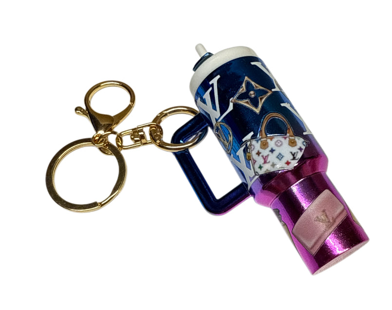 Blue purple Lv Metallic Cup Storage keychain