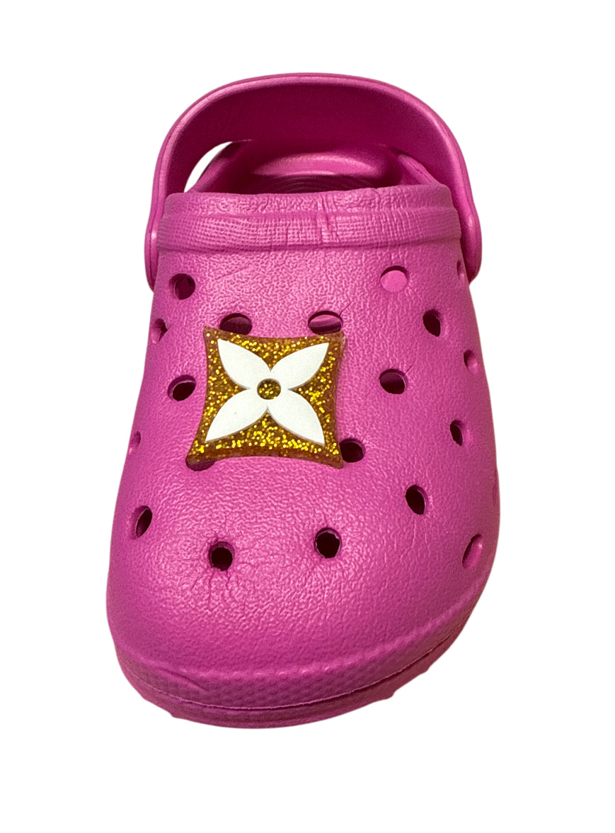 Lv gold glitter square Shoe Charm