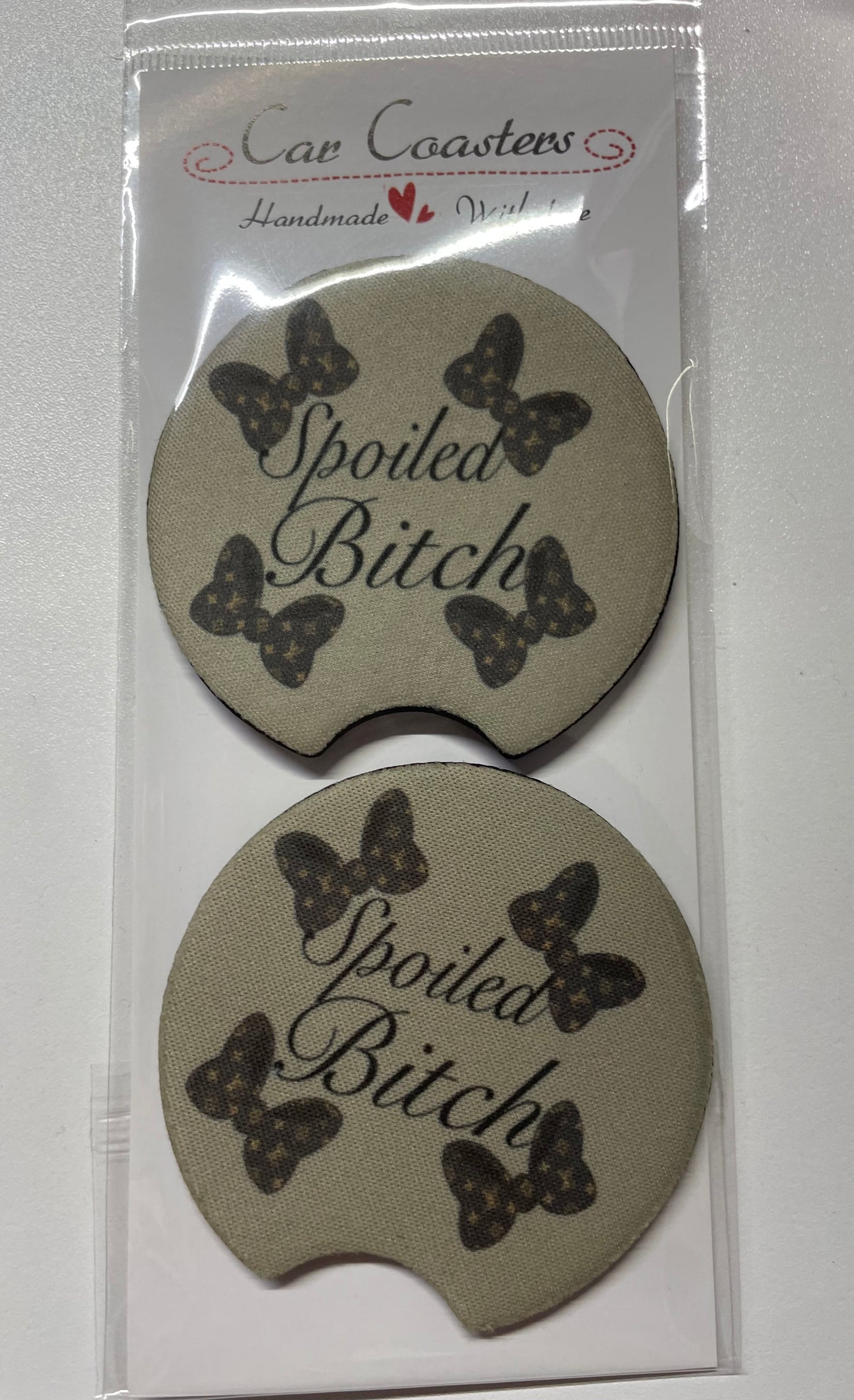 bow Spoiled B1tch coasters