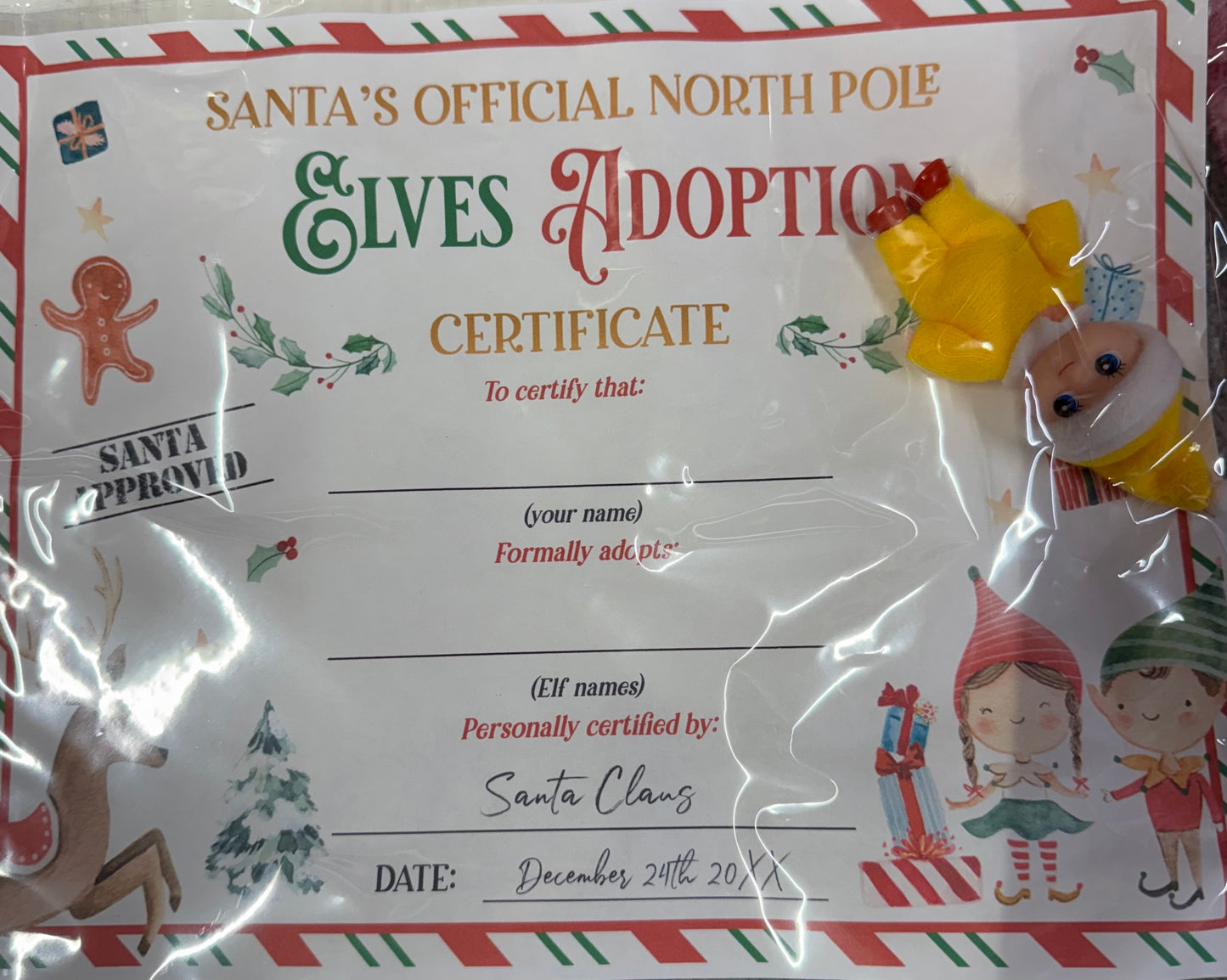Yellow Baby Elf with Birth Certificate
