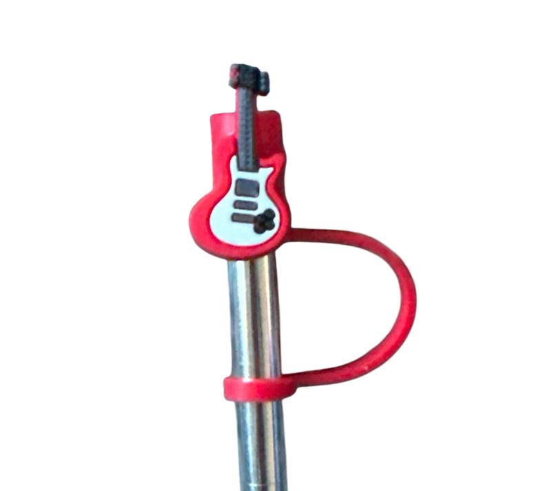 Red guitar Straw Topper