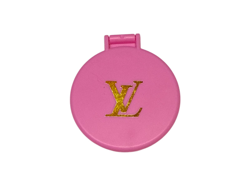 Lv gold glitter/ pink pocket mirror