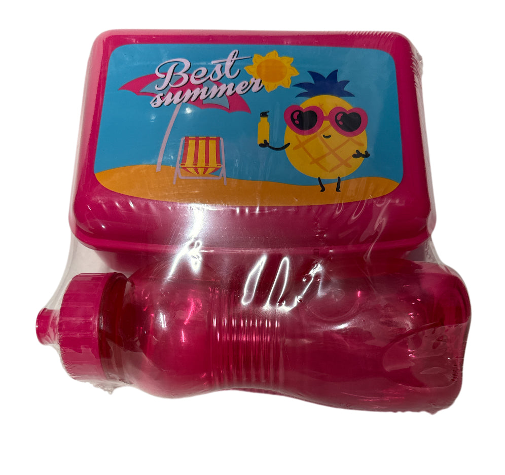 Pink Lunch box with water bottle