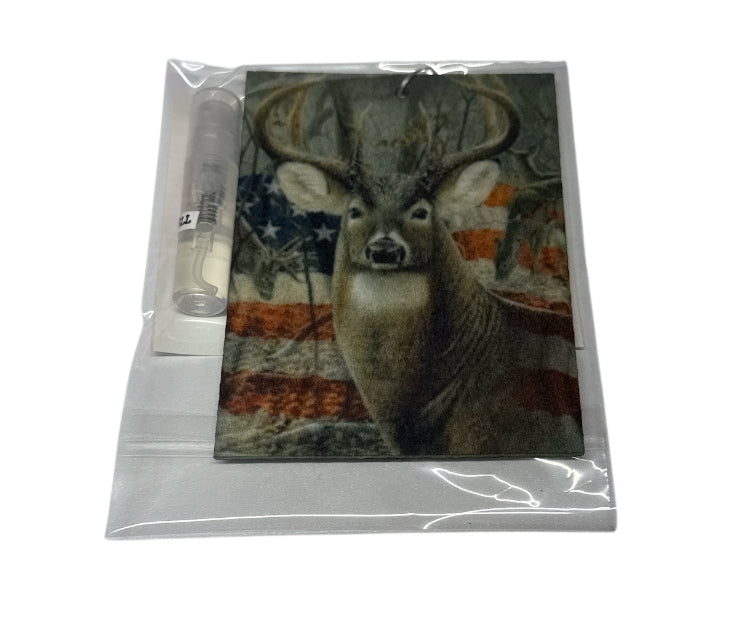 Deer America flag Air Freshener with spray bottle scent