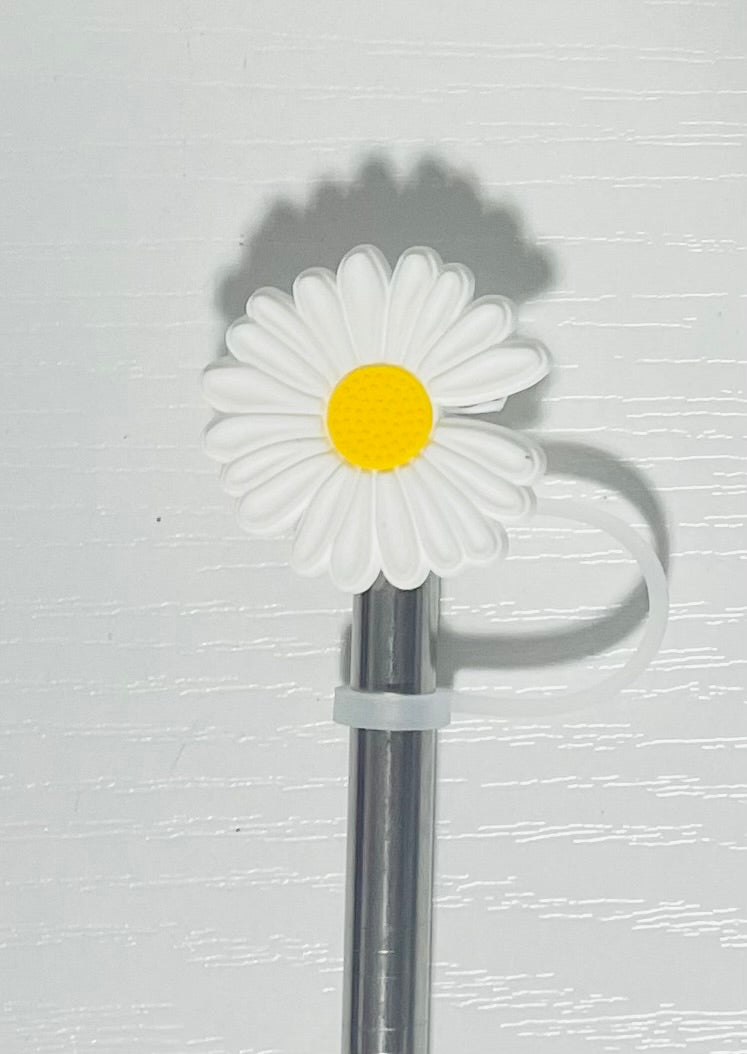 White Flower Straw Topper