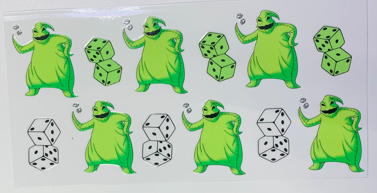 Big Oogie Boogie Green & White Dice Cup Transfer