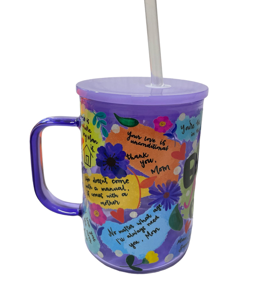 Best mom glass cup with handle