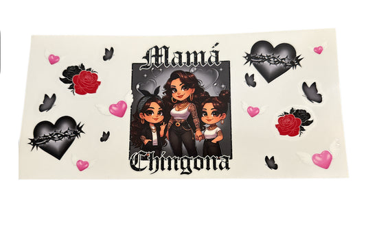 Mama black heart Chingona Cup Transfer
