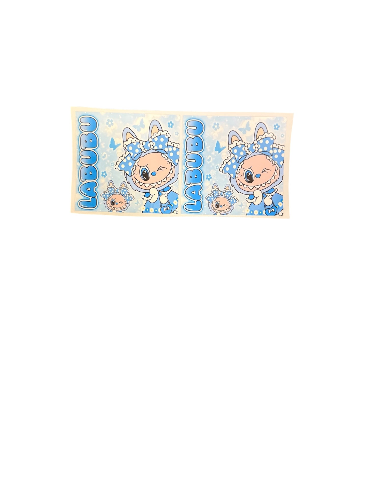 Blue Labubu Polka Dot Bow 2x UV Cup Transfer