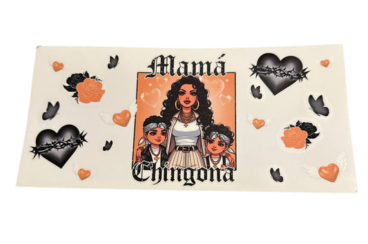 Mama yellow,black heart Chingona Cup Transfer