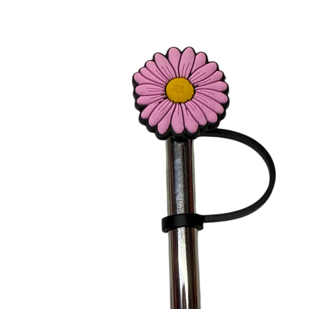 Pink daisy flower Straw Topper