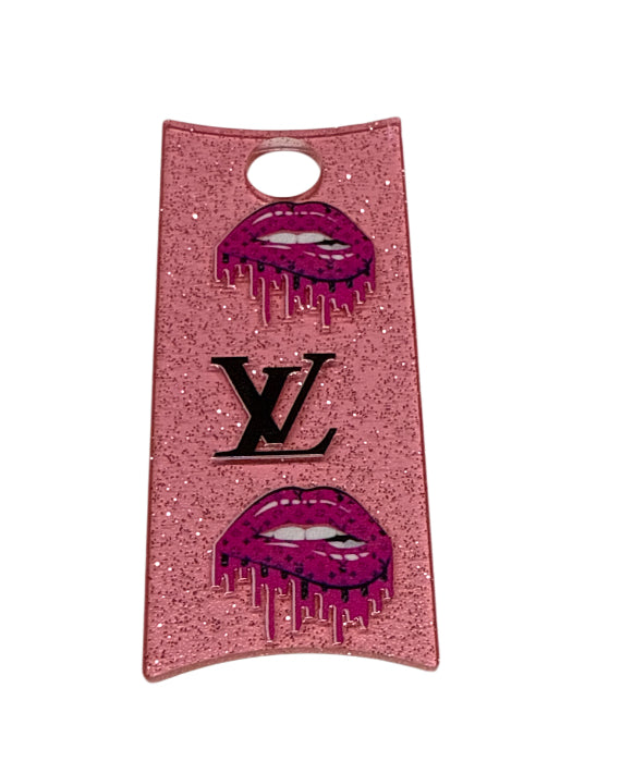 Pink 2 lips lv Tumbler glitter plate cover