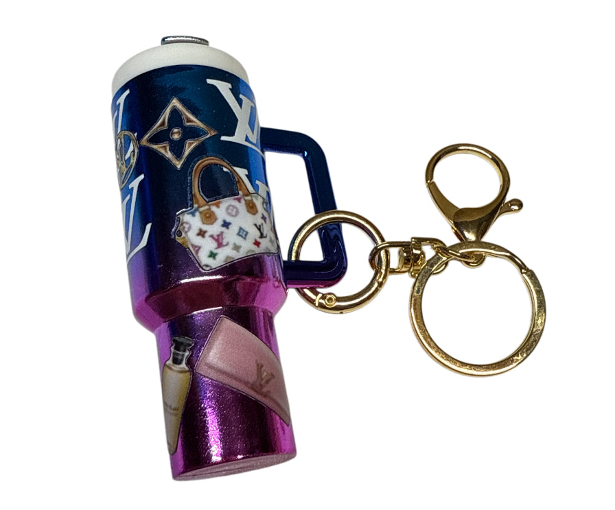 Blue purple Lv Metallic Cup Storage keychain