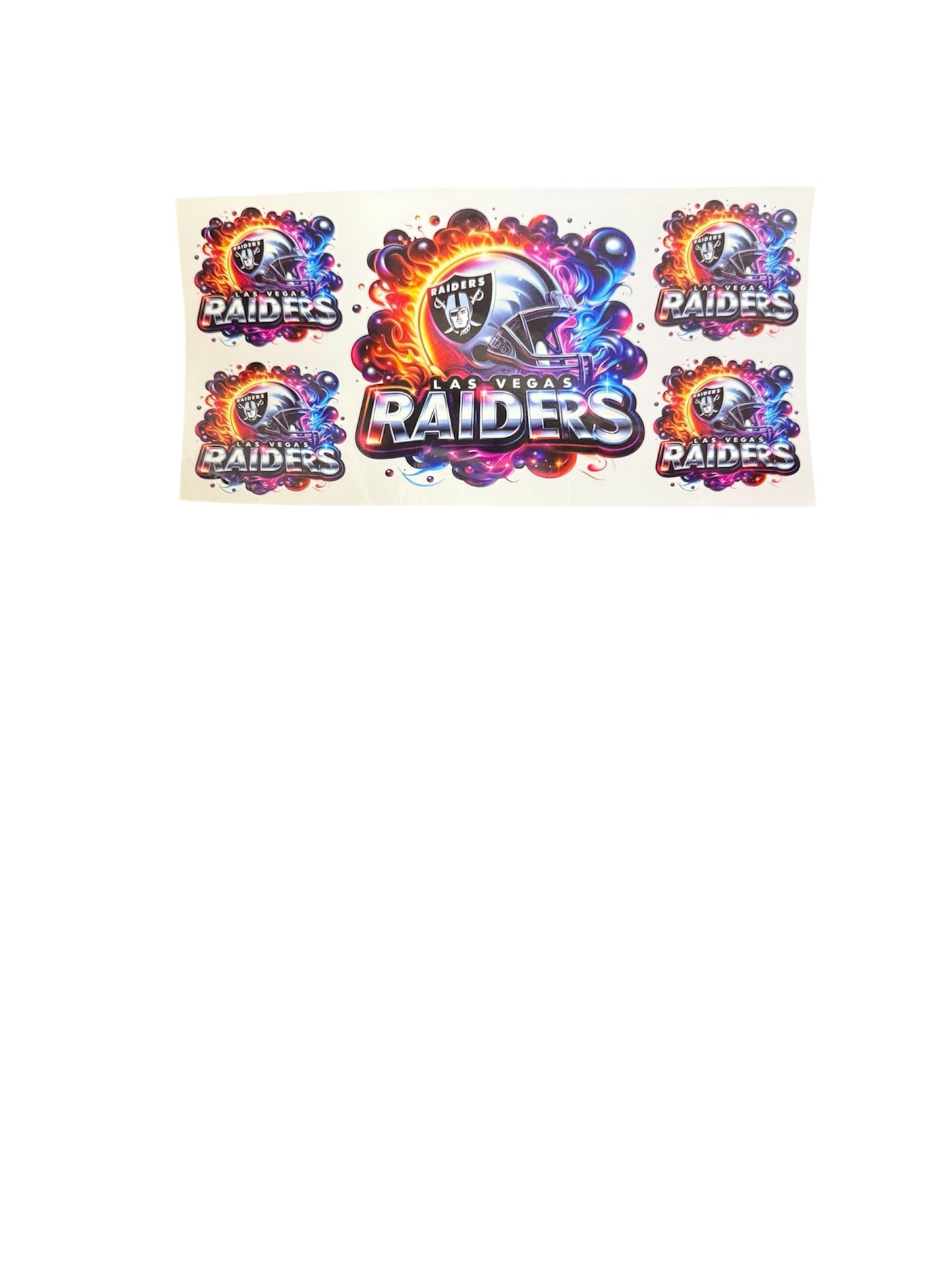 Las Vegas Raiders Helmet Colorful Flames 5 UV Cup Transfer
