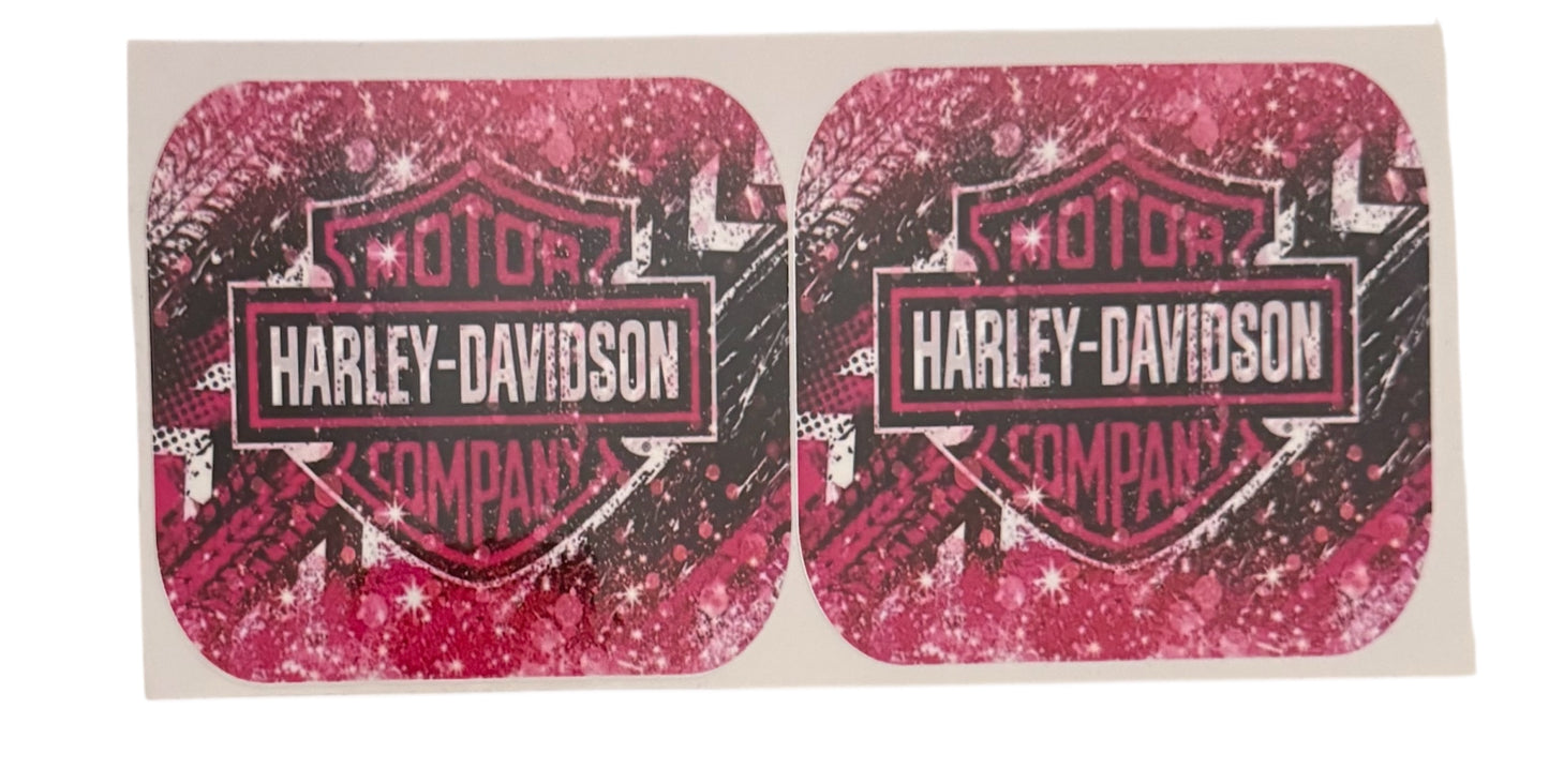 Harley Davidson Pink & Black Glitter Look 2x UV Cup Transfer