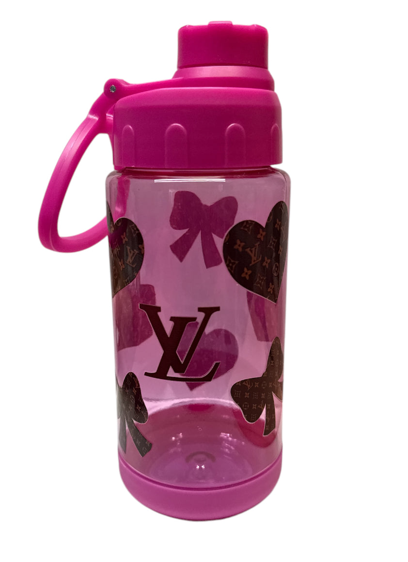 Lv hot pink plastic handle water bottle