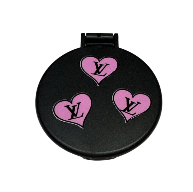 lv pink hearts pocket mirror