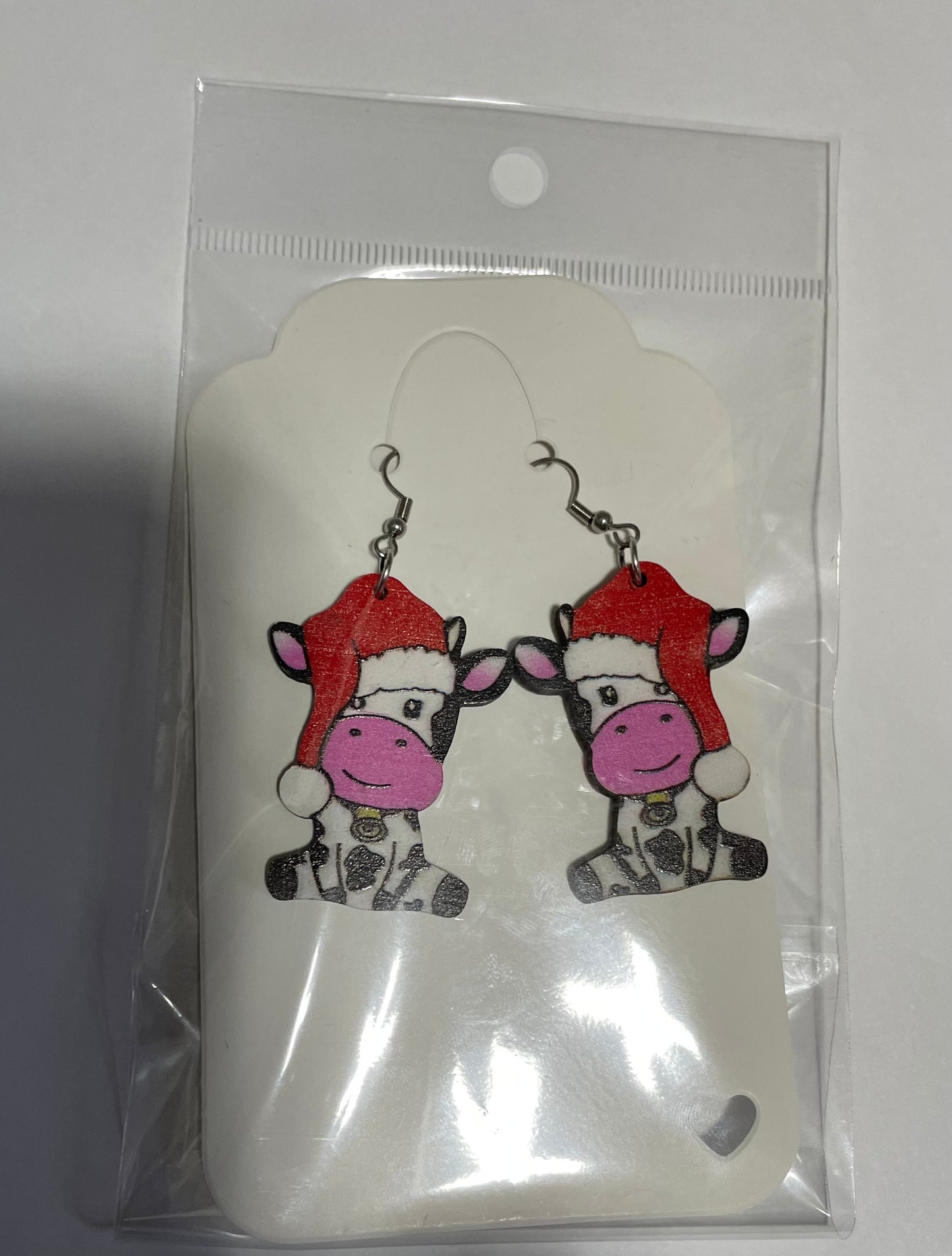 Cow Santa Hat Earrings