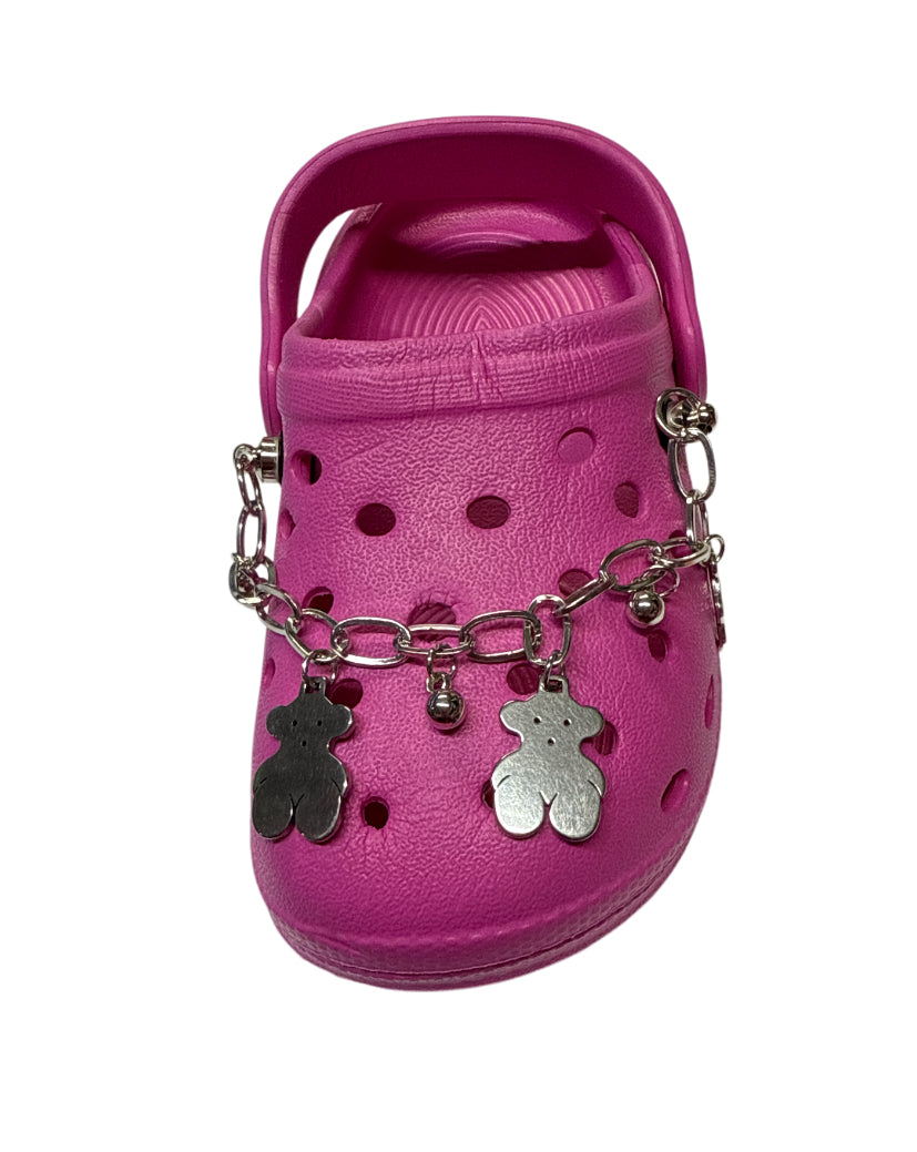 Silver bear hanging metal Shoe Charm