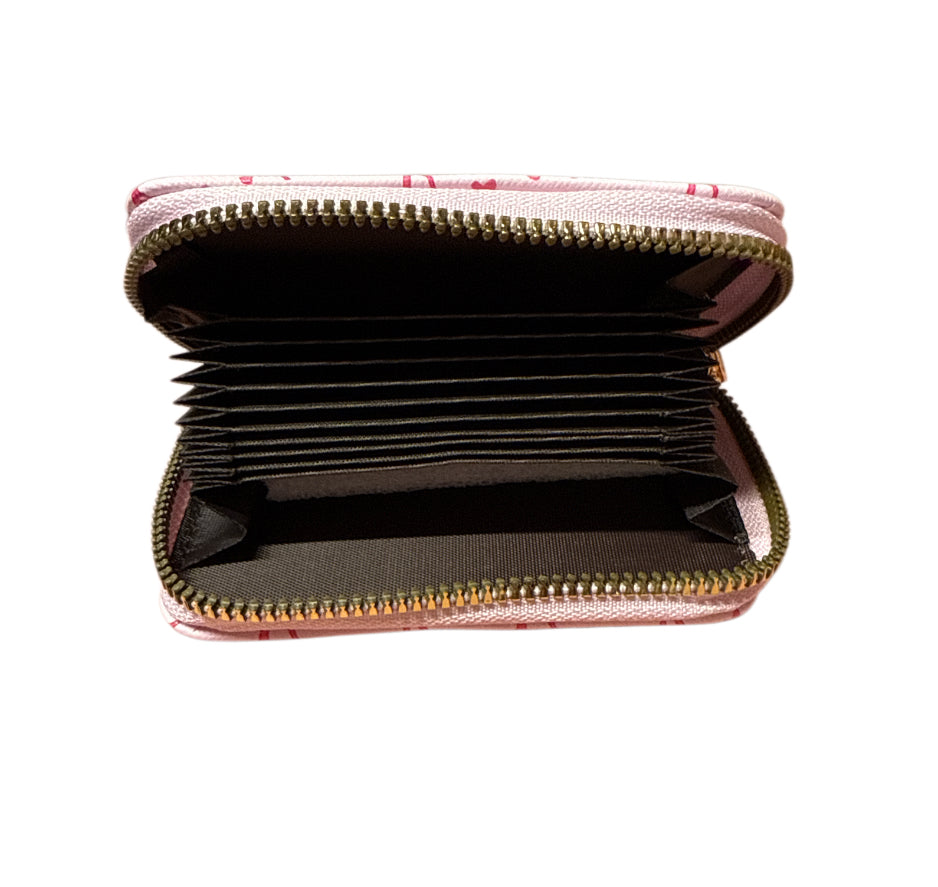 Pink bow card holder wallet