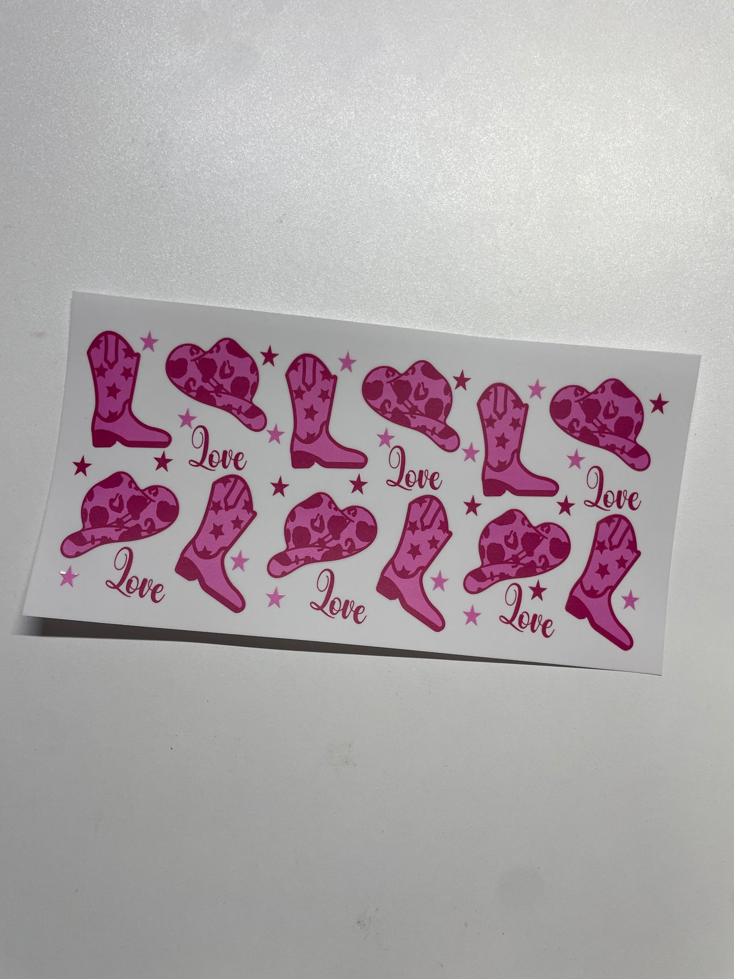 Pink cowboy hats & boots Cup Transfer