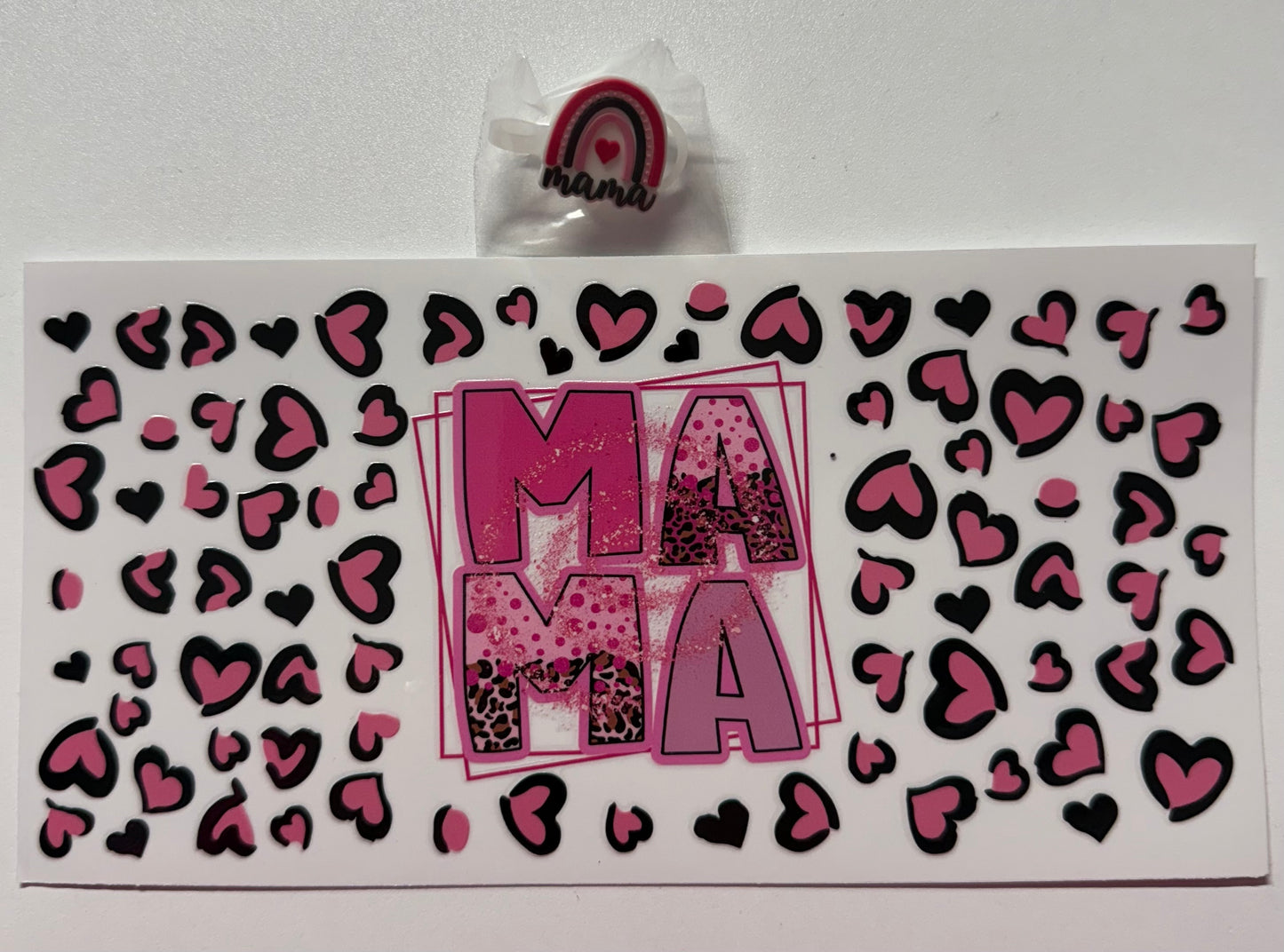 Mama heart rainbow Cup Transfer & Straw topper