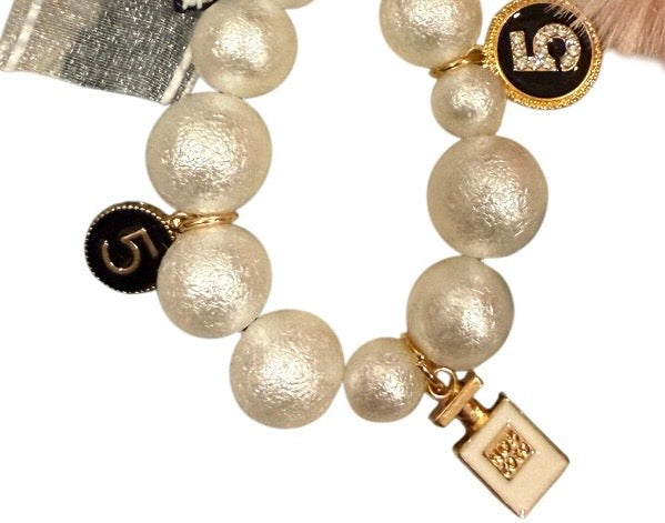 pearl hang metal Shoe Charm