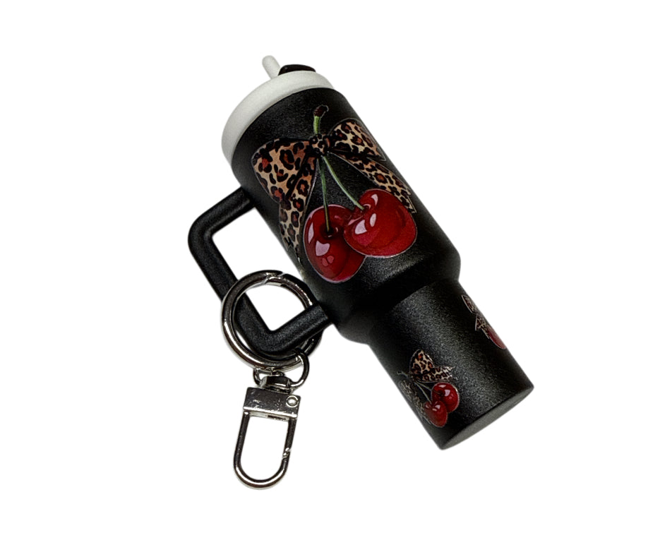 Cherry cheetah Cup Storage keychain
