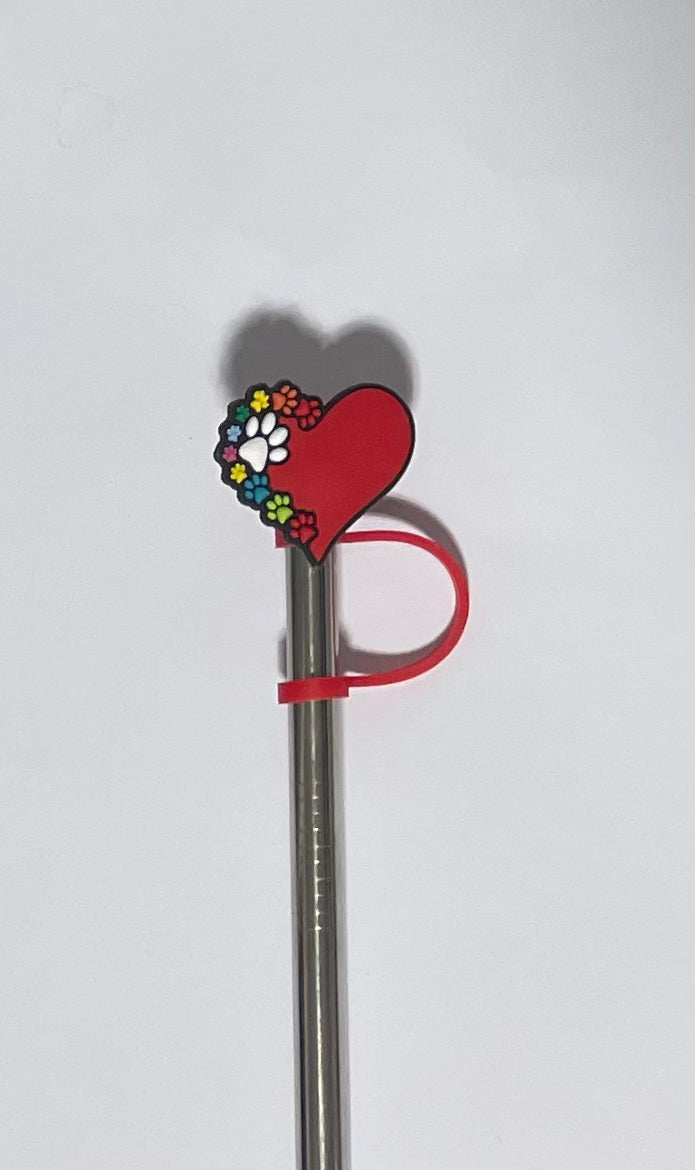 Heart Paws Straw Topper