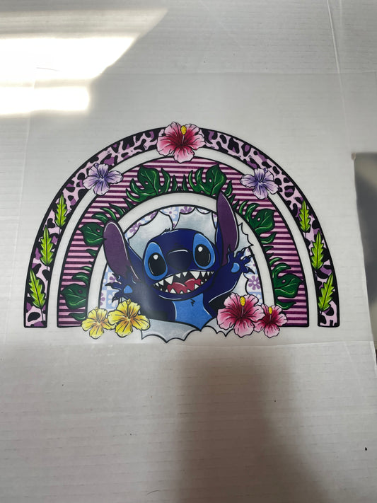 Stitch Rainbow Flower DTF Heat Transfer