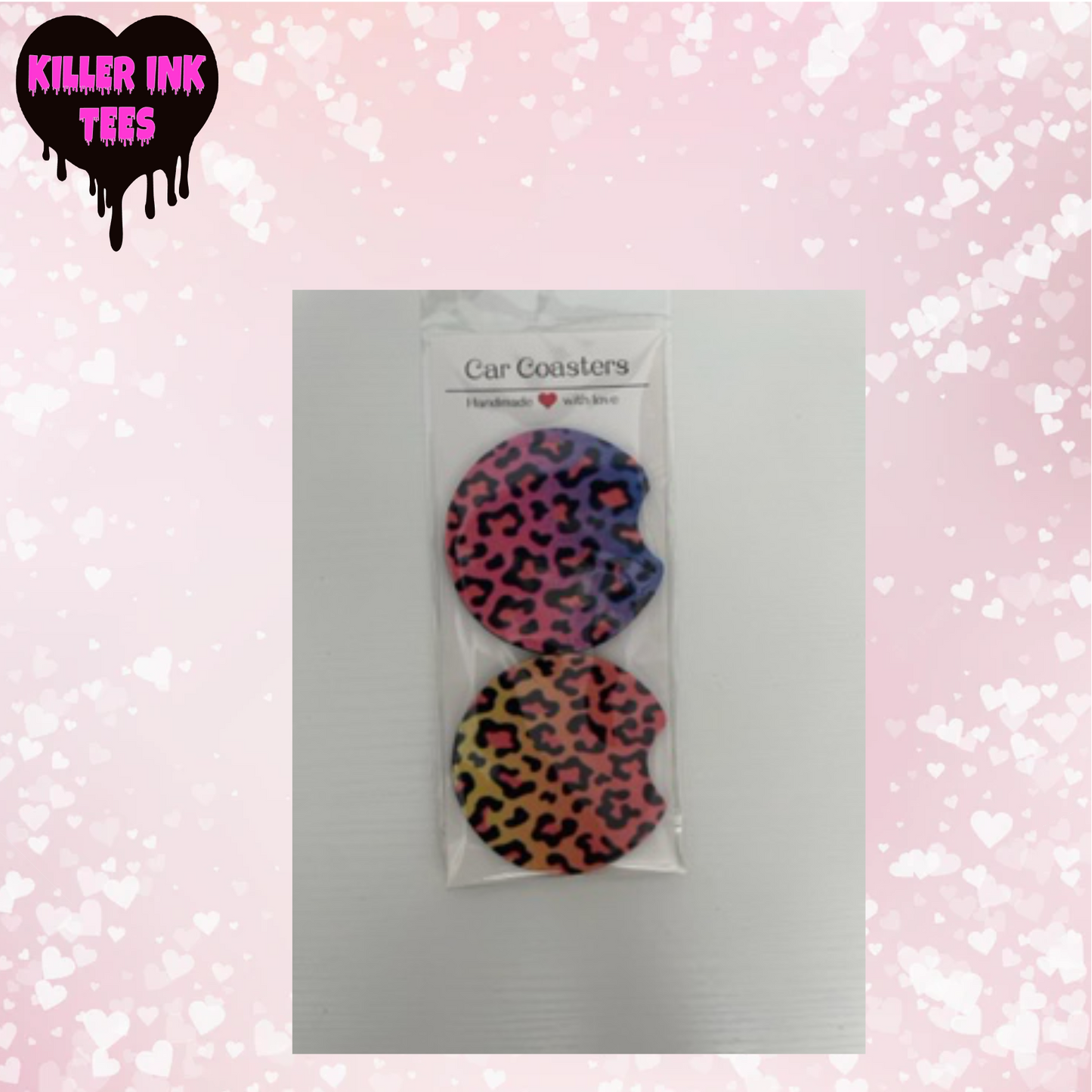 Colorful Cheetah Cup Coaster For Vehicle