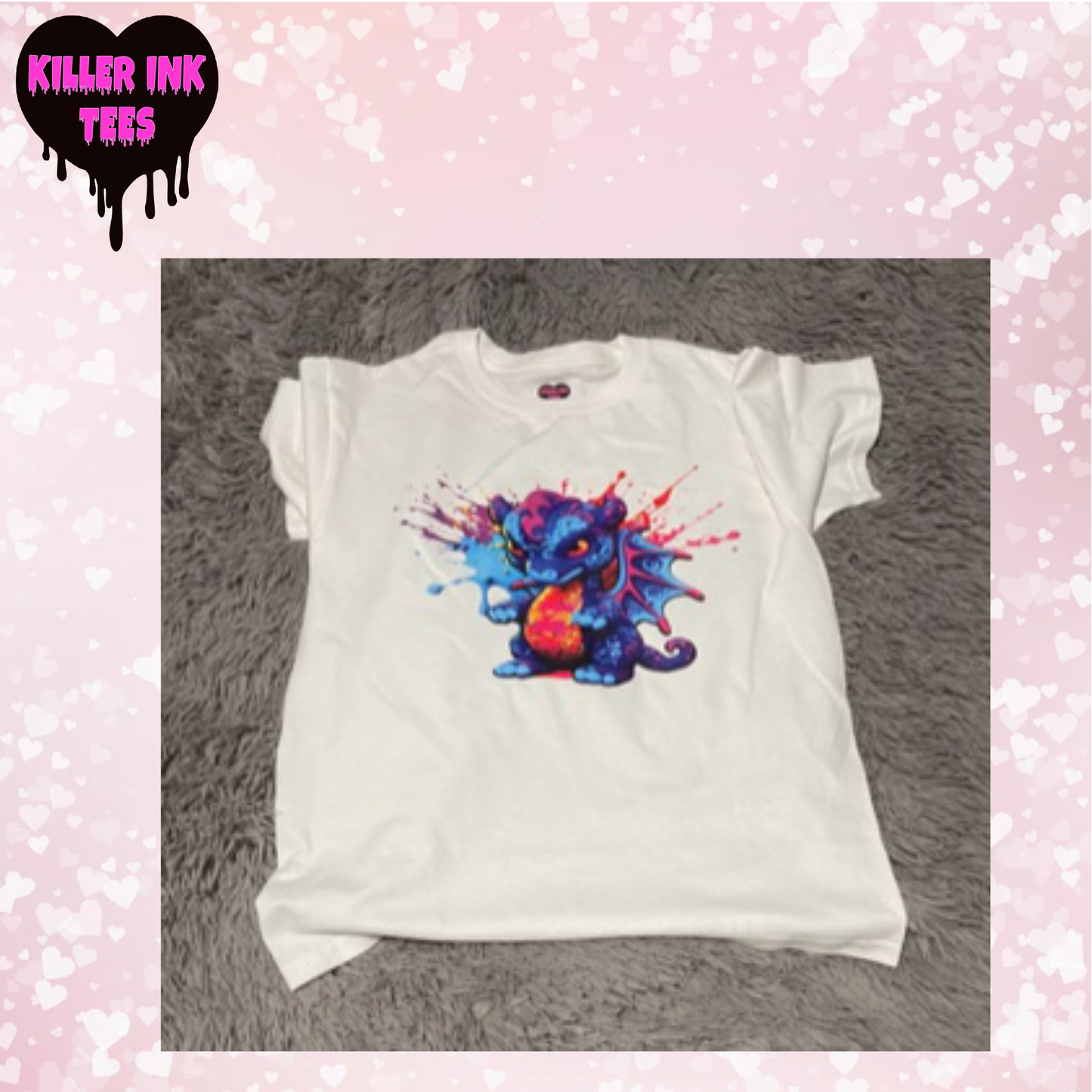 Colorful Dragon White Youth Medium T-shirt