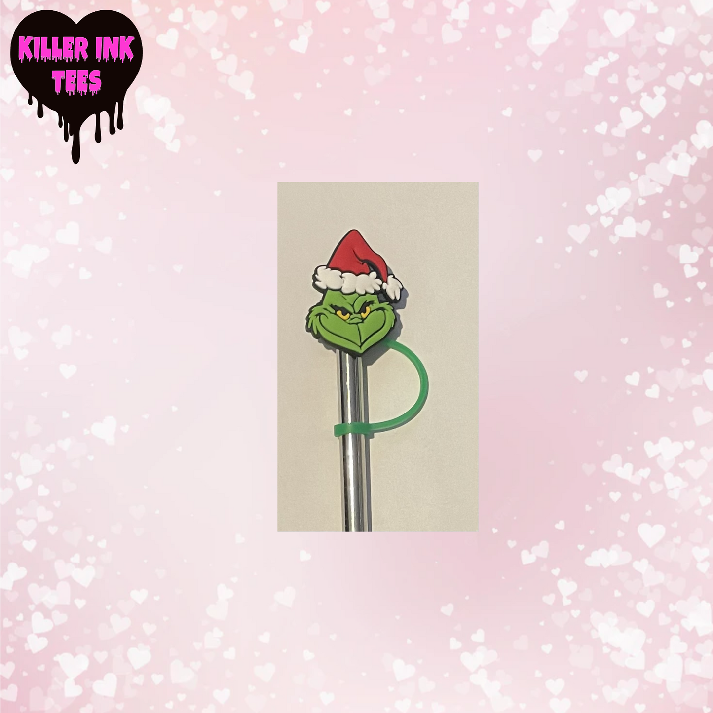 Grinch Face red Straw Topper