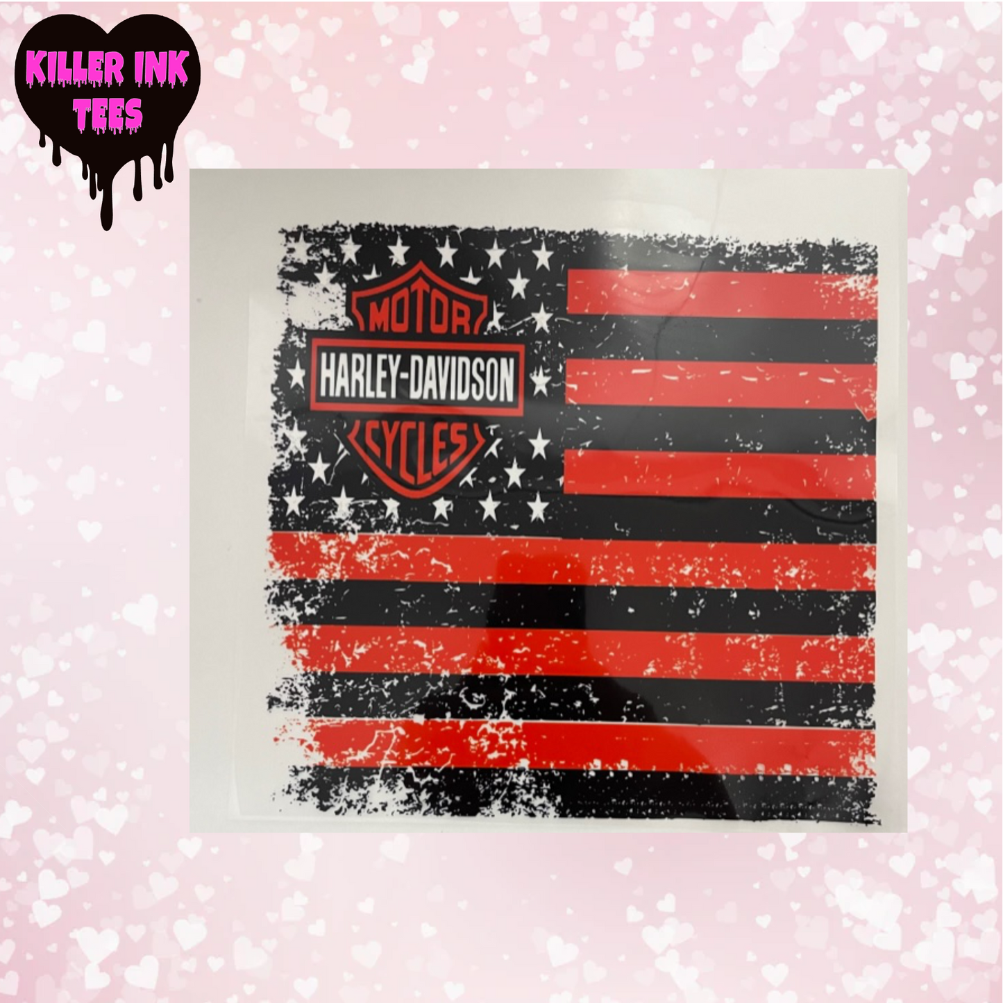 Harley Davidson Distressed Flag DTF Heat Transfer