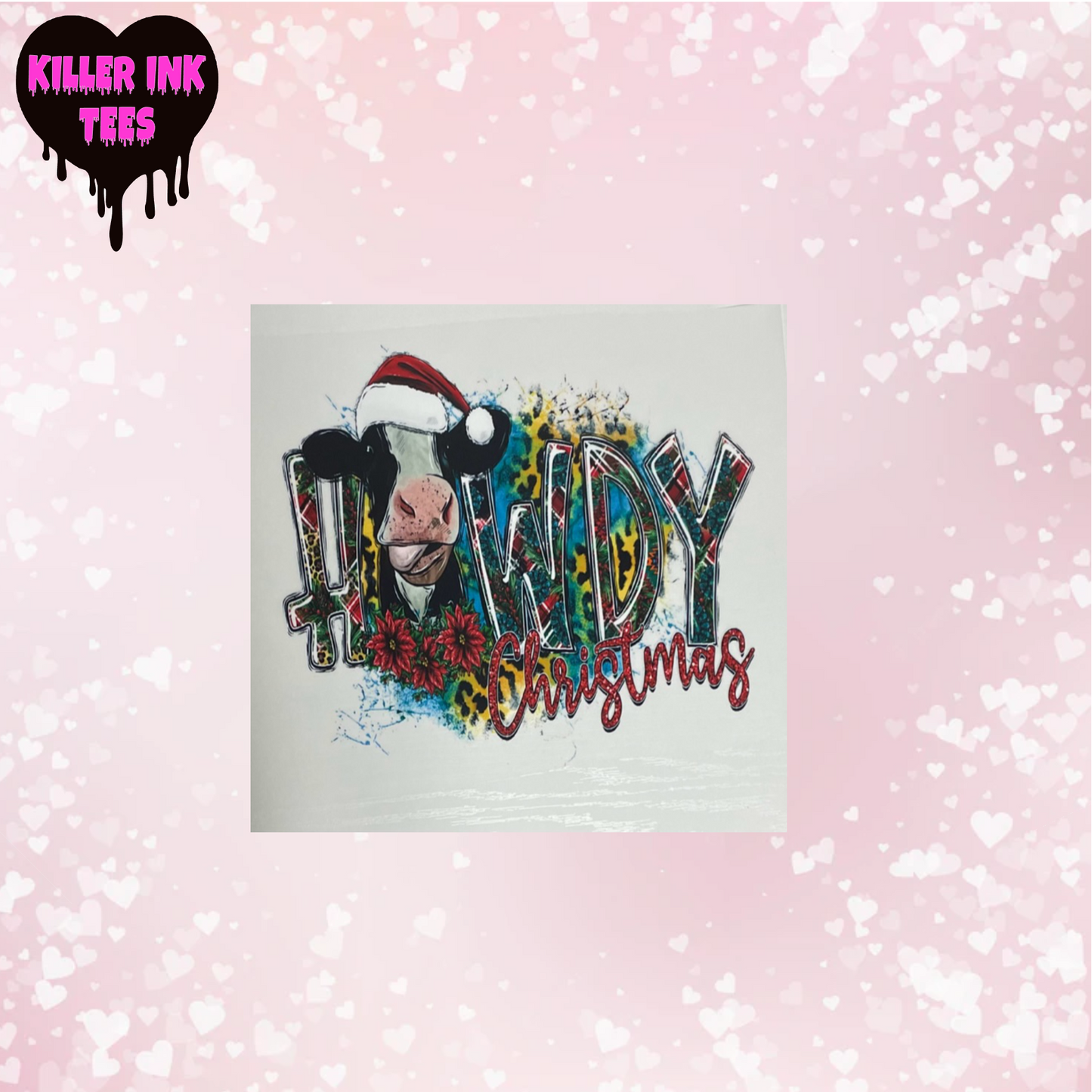 Howdy Christmas Cow DTF Heat Transfer