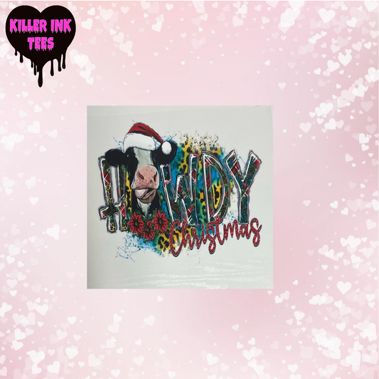 Howdy Christmas Cow DTF Heat Transfer