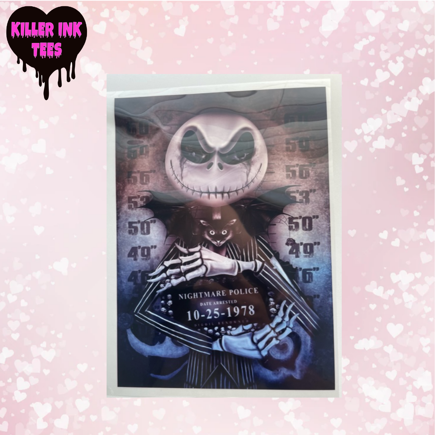 Jack Skellington Mug Shot DTF Heat Transfer
