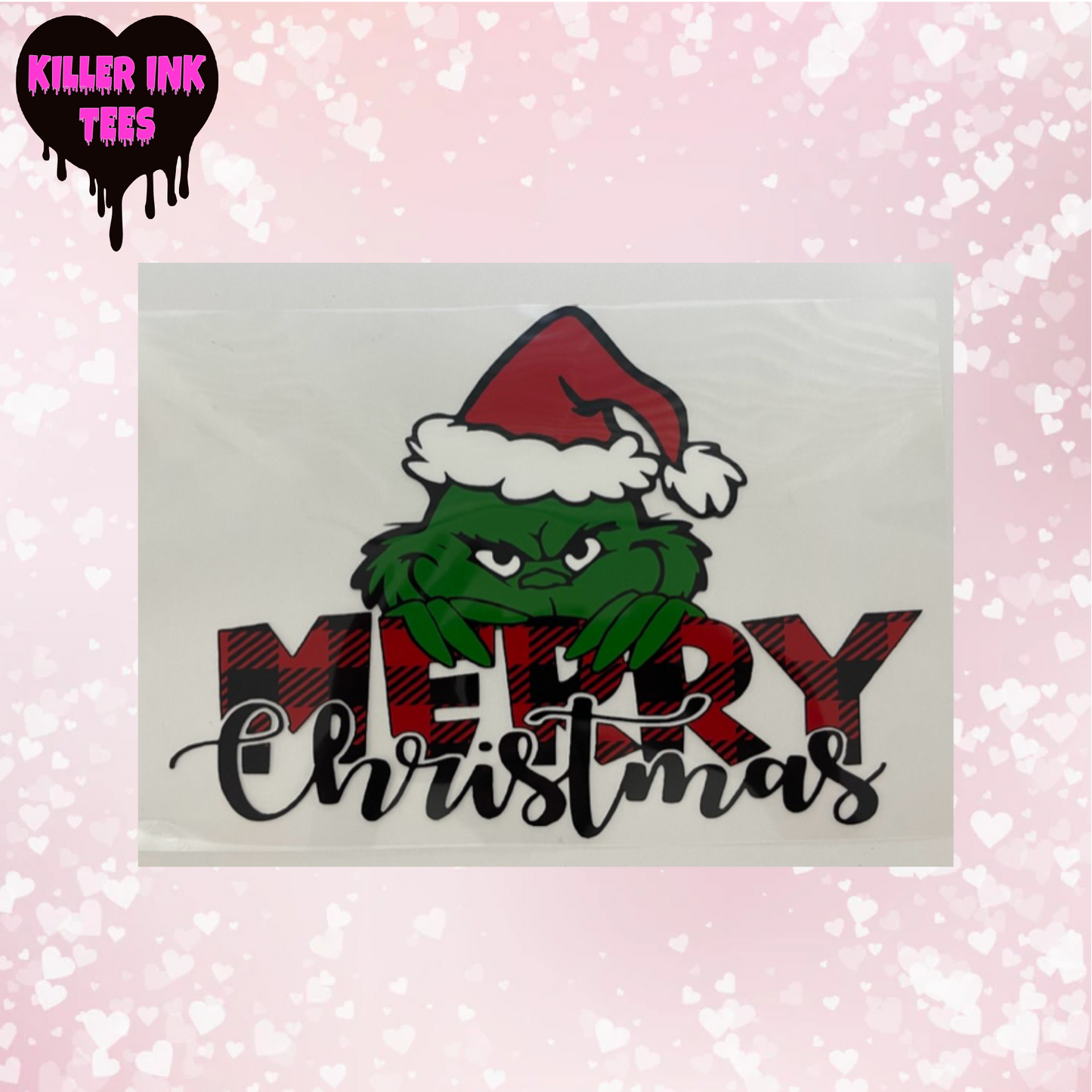 Merry Christmas Grinch Plaid DTF Heat Transfer