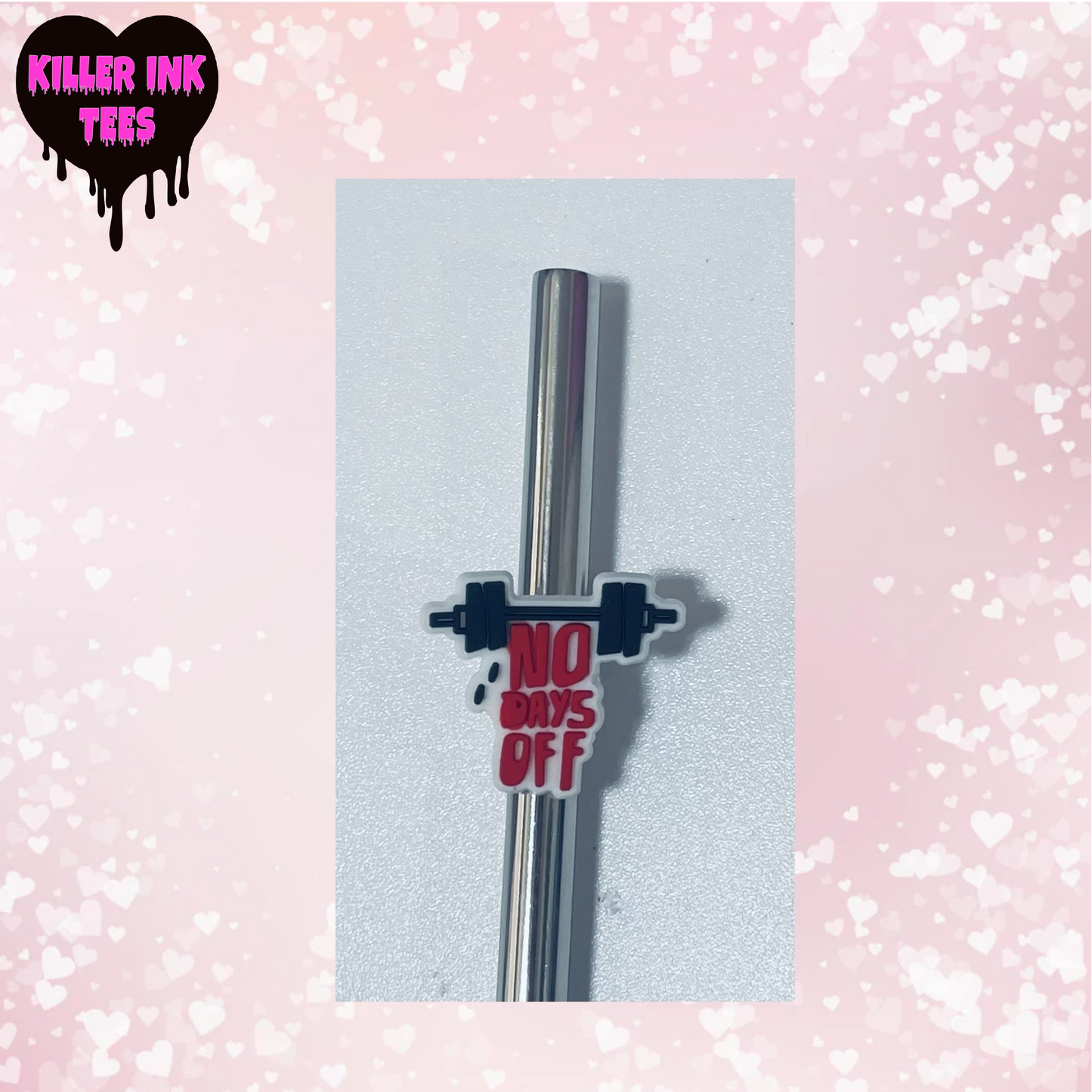No Days Off Straw Charm
