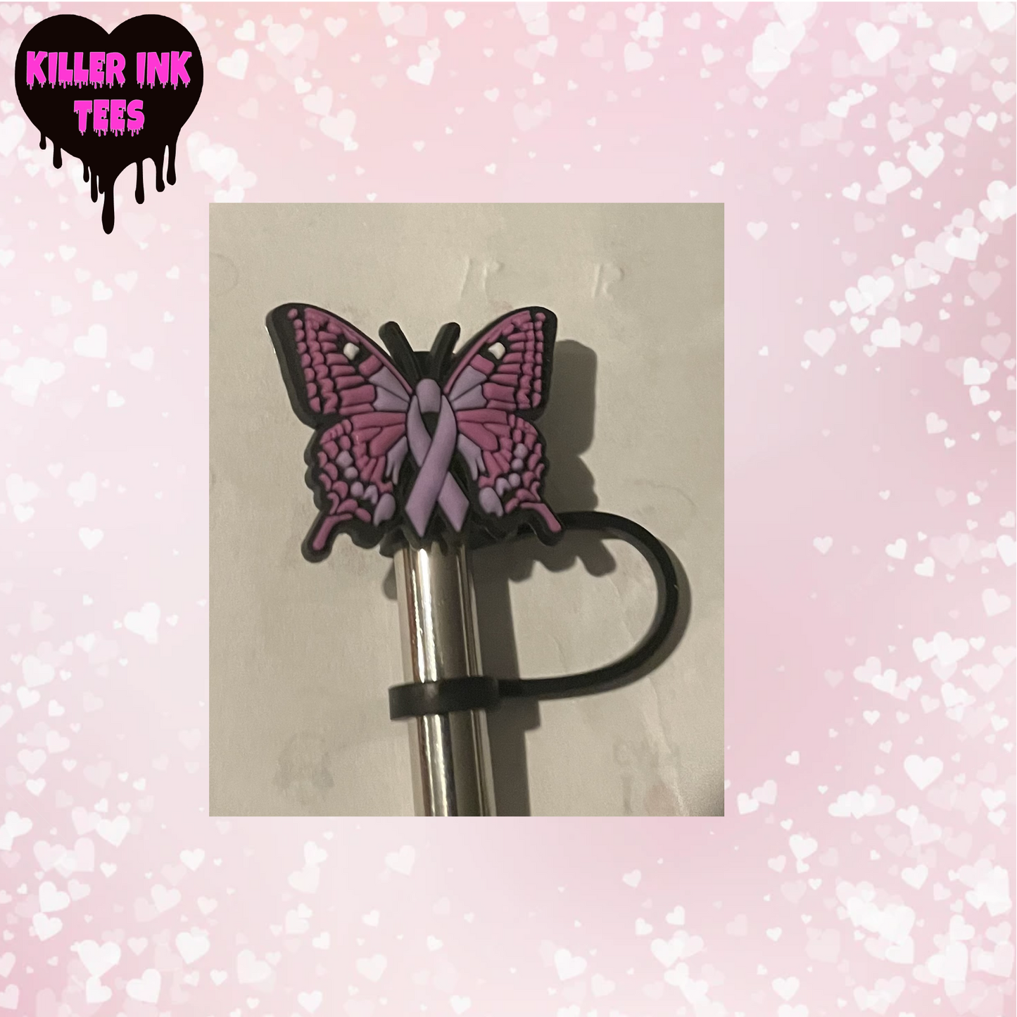 Purple Butterfly Straw Topper