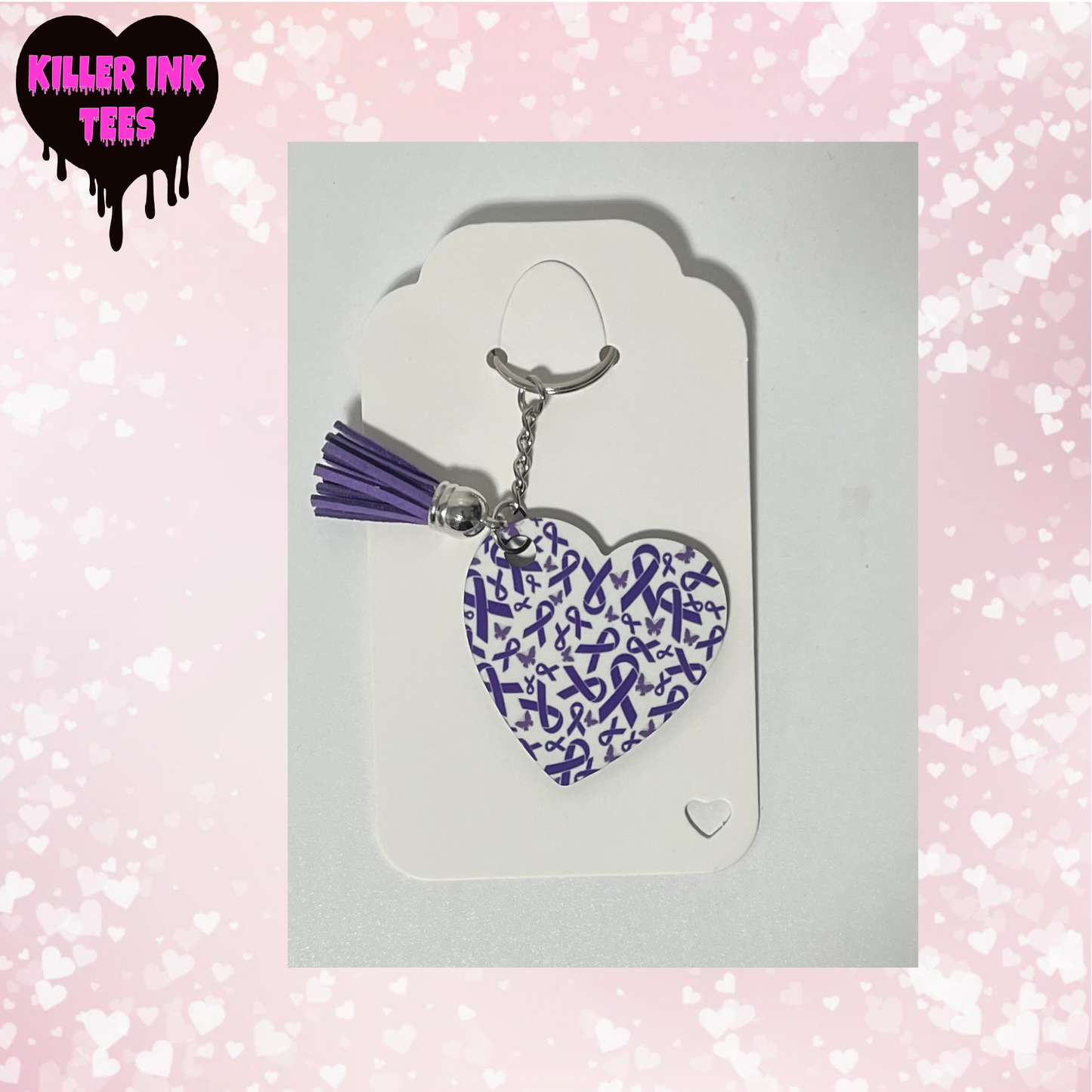 Purple Ribbon Awareness Keychain