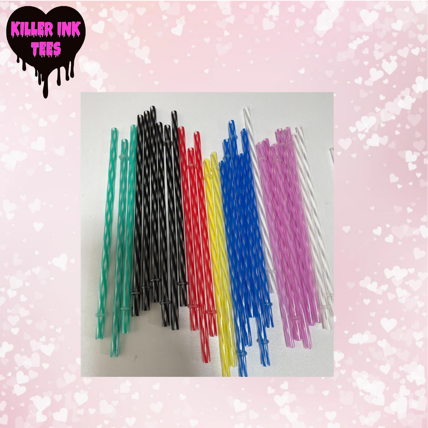 Swirly Striped Reusable Plastic Straw