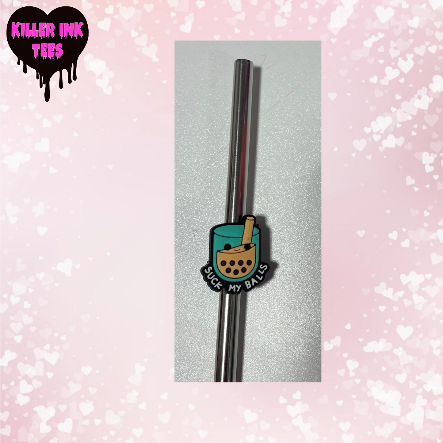 Suck My Balls Brown Straw Charm