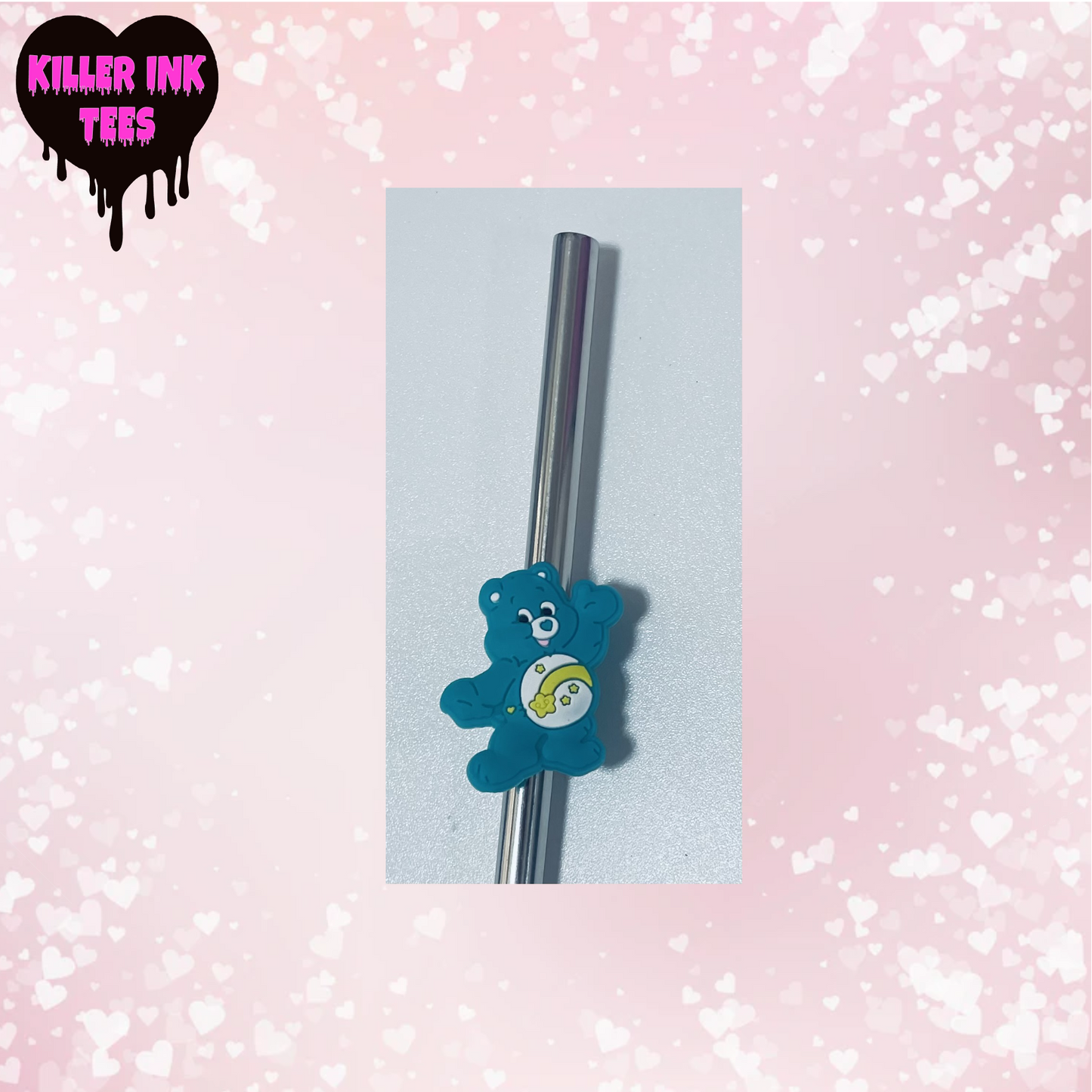 Teal Bear Straw Charm