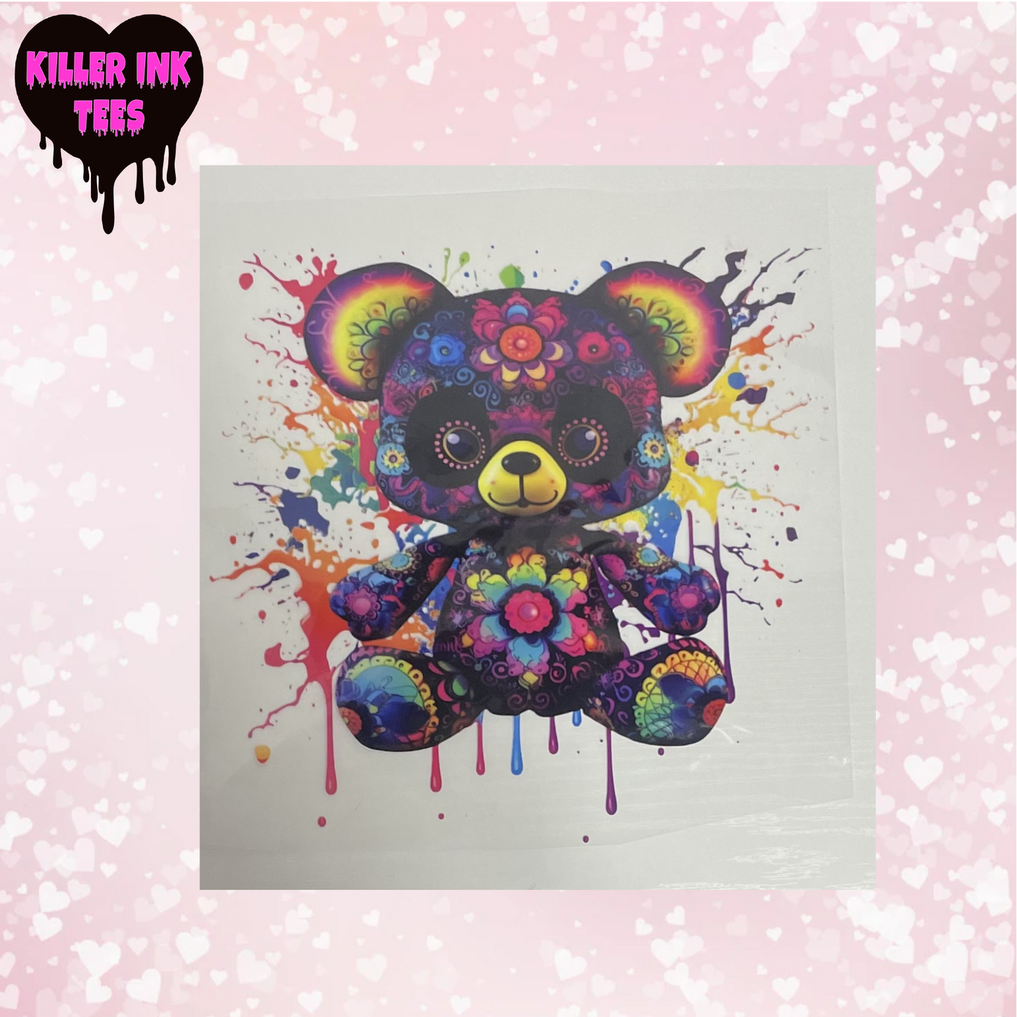 Colorful Tie Dye Bear DTF Heat Transfer