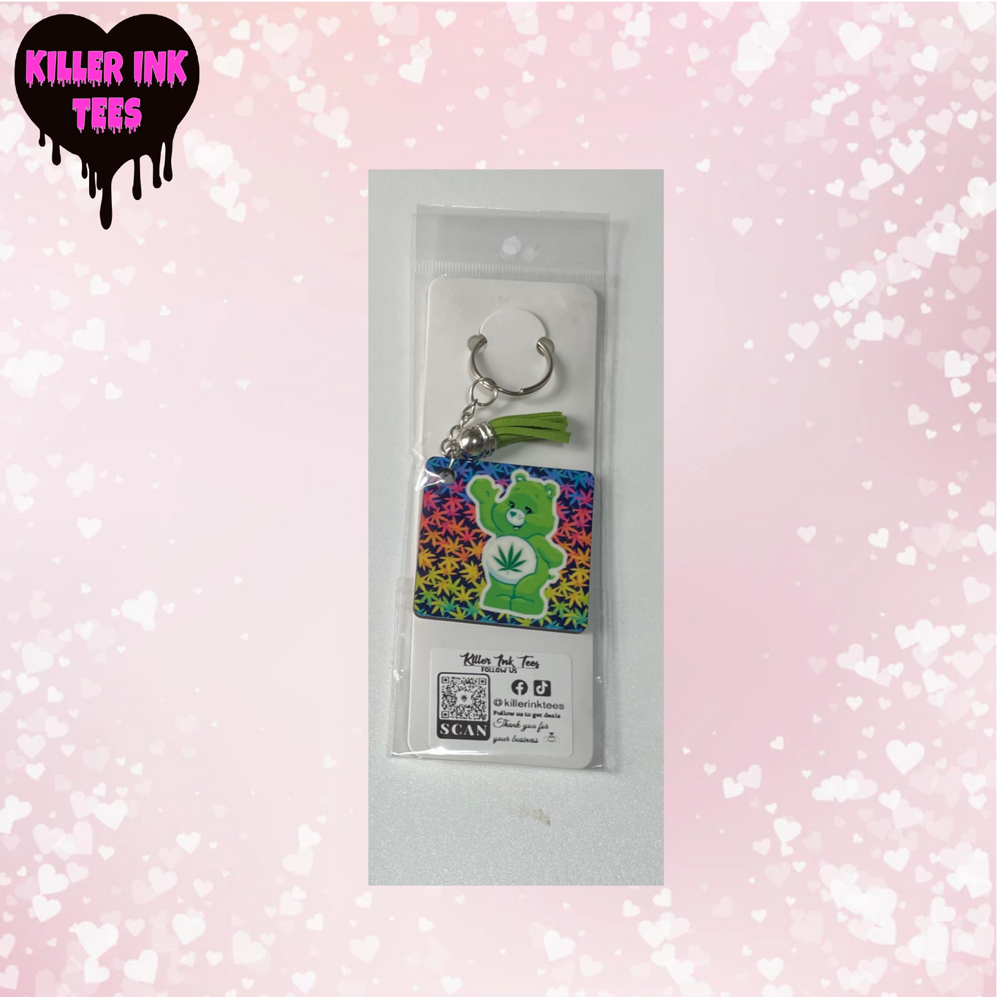 Weed Bear Keychain Double Sided