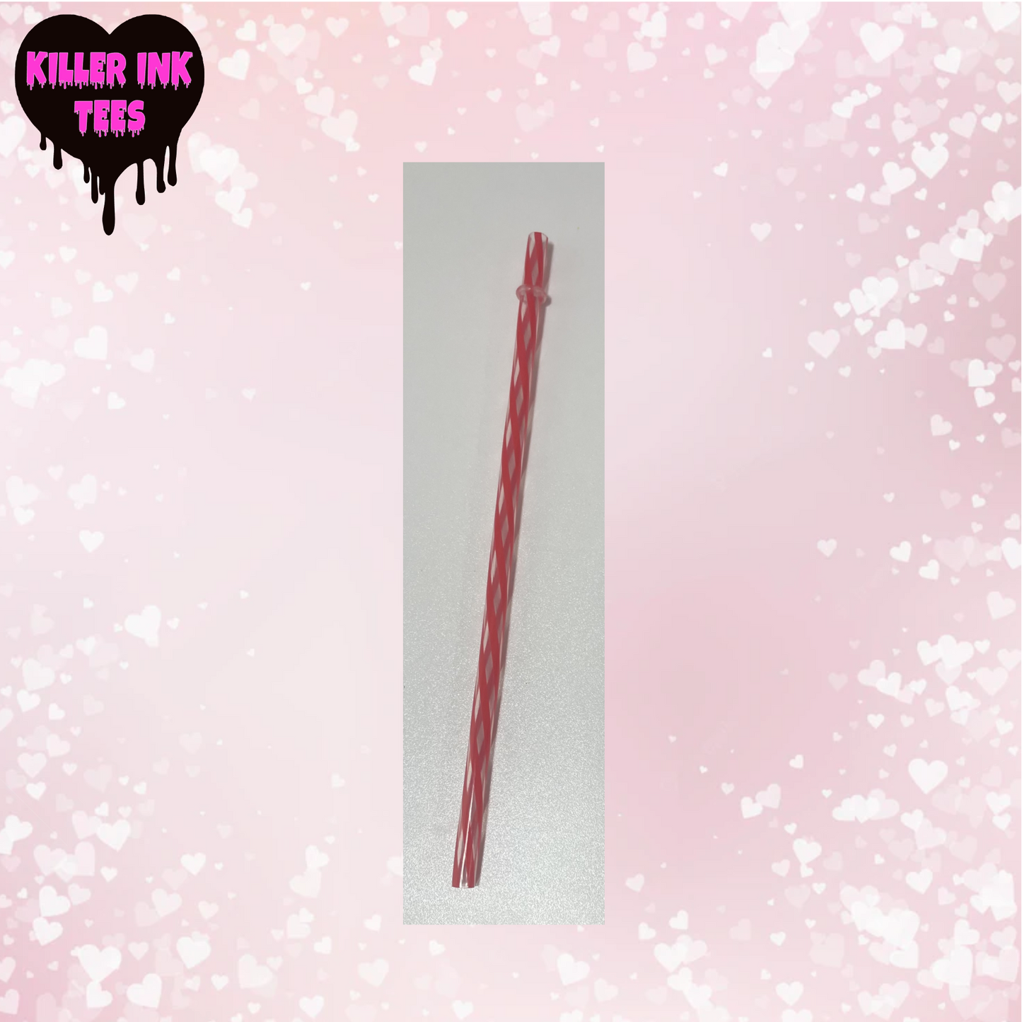 Swirly Striped Reusable Plastic Straw