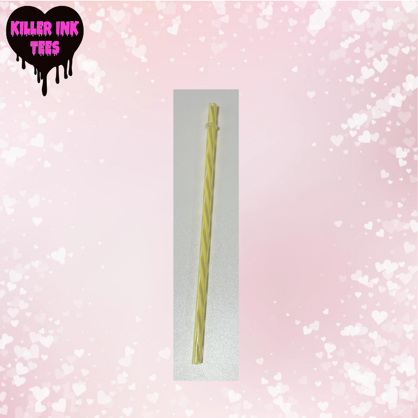 Swirly Striped Reusable Plastic Straw