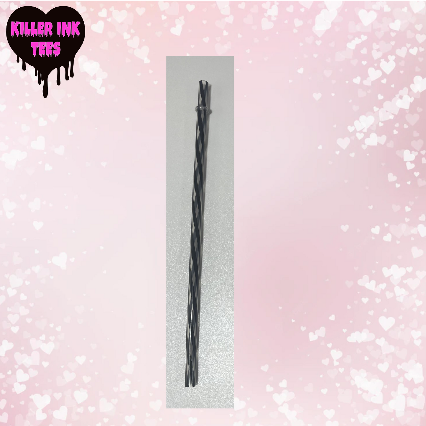Swirly Striped Reusable Plastic Straw